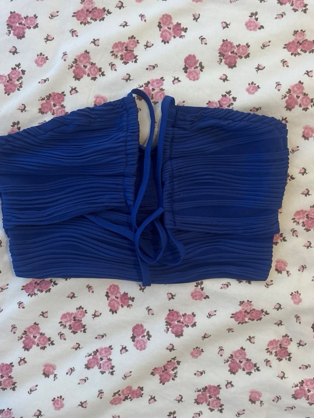 SHEIN Royal Blue Textured Strapless Bandeau Top